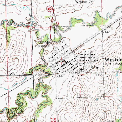 Topographic Map of Weston Post Office, NE