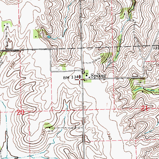 Topographic Map of Spiker Post Office (historical), NE