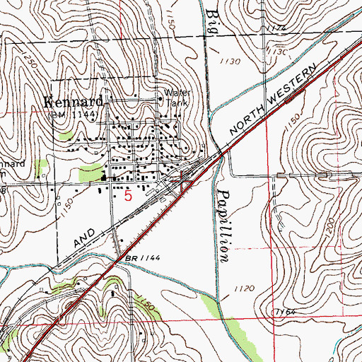 Topographic Map of Kennard, NE