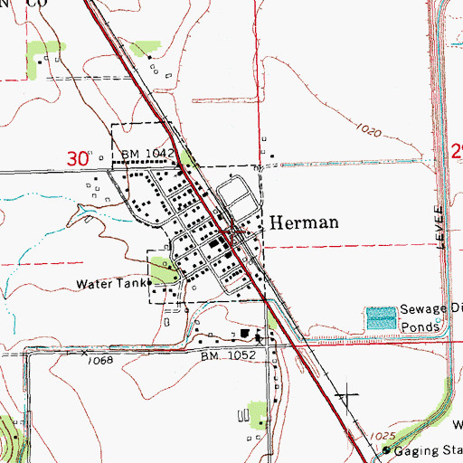 Topographic Map of Herman (historical), NE