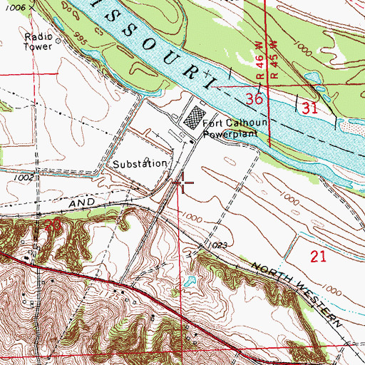 Topographic Map of DeSoto Townsite Historical Marker, NE