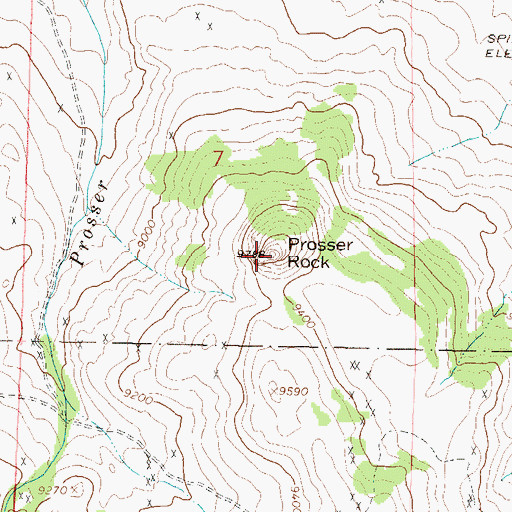 Topographic Map of Prosser Rock, CO