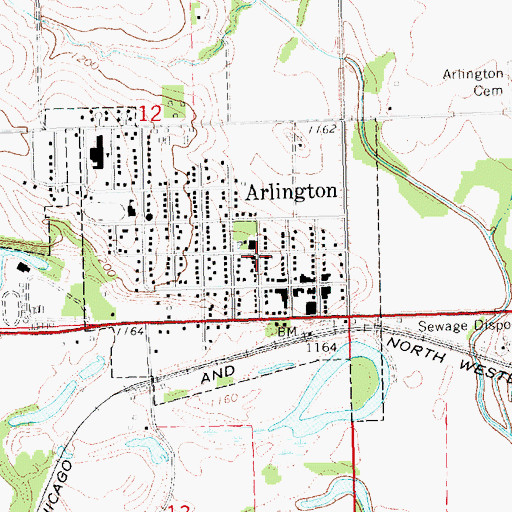 Topographic Map of Arlington Community Church, NE