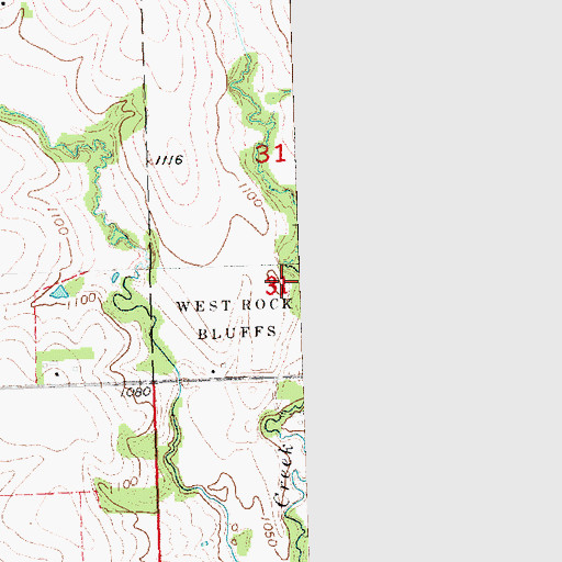 Topographic Map of Township of West Rock Bluffs, NE