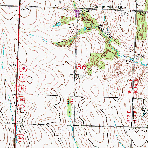 Topographic Map of Three Grove Post Office (historical), NE