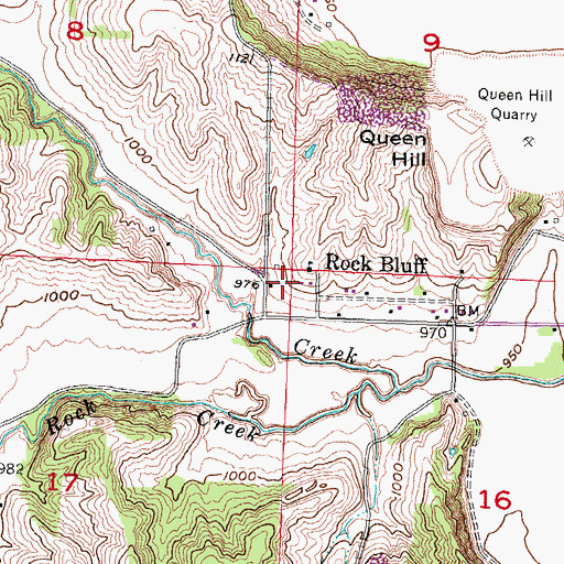 Topographic Map of Rock Bluff Post Office (historical), NE