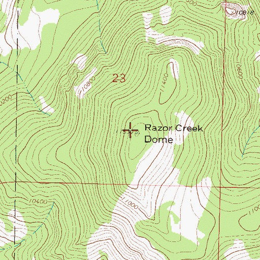 Topographic Map of Razor Creek Dome, CO