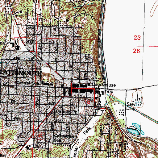 Topographic Map of Plattsmouth Public Library, NE