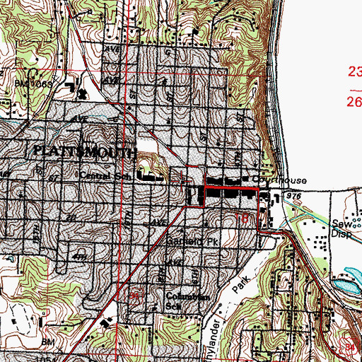Topographic Map of First United Methodist Church, NE