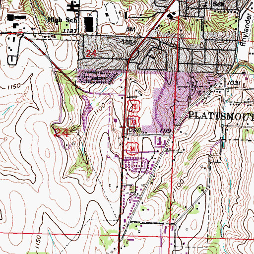 Topographic Map of Plattsmouth Baptist Church, NE