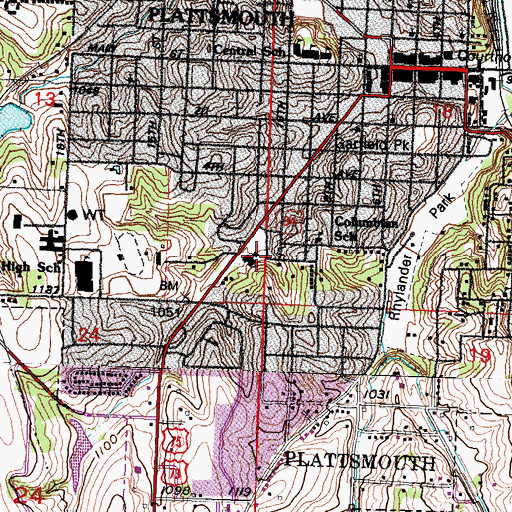 Topographic Map of First Presbyterian Church, NE