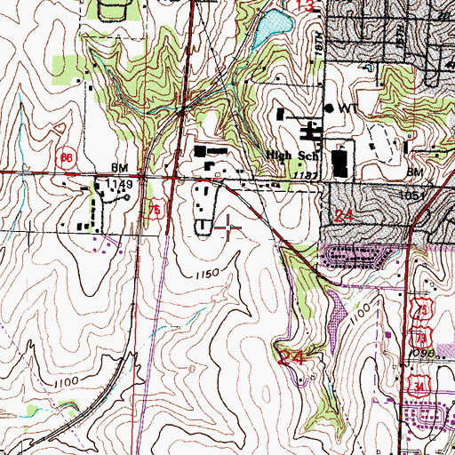 Topographic Map of Plattsmouth High School, NE