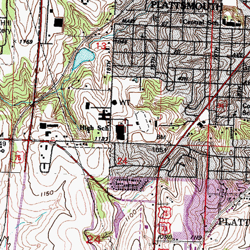 Topographic Map of Plattsmouth Elementary School, NE