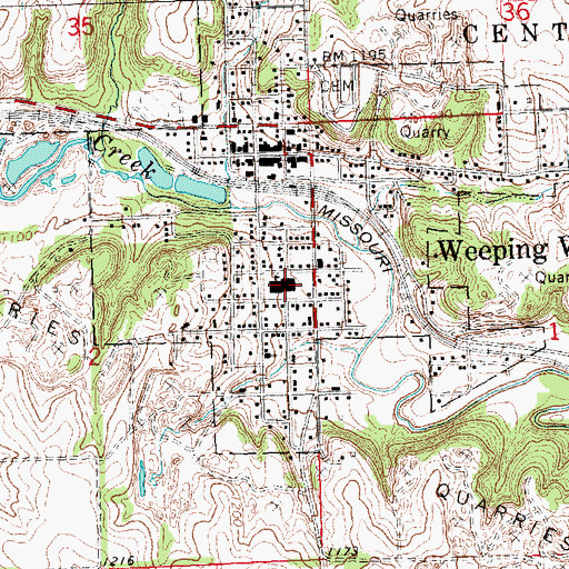 Topographic Map of Weeping Water Junior - Senior High School, NE