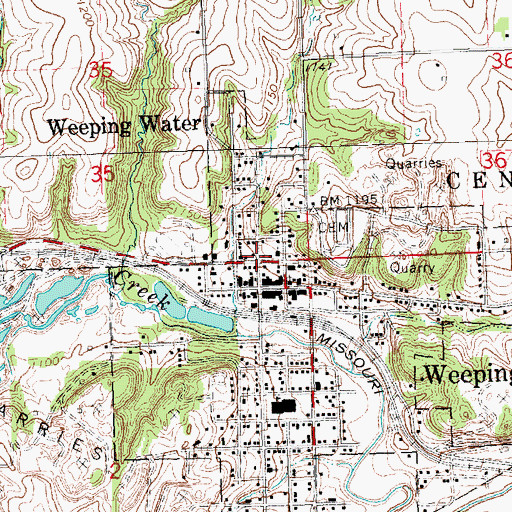 Topographic Map of Weeping Water Academy Historical Marker, NE