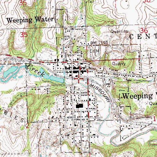 Topographic Map of Weeping Water, NE