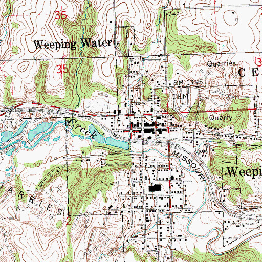 Topographic Map of Weeping Water Fire Department, NE