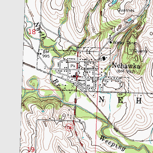 Topographic Map of Nehawka Public Library, NE