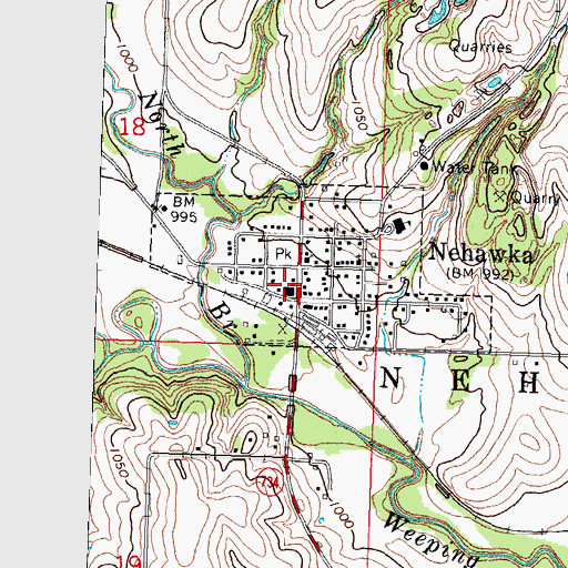 Topographic Map of Nehawka Farmers Cooperative Company Elevator, NE