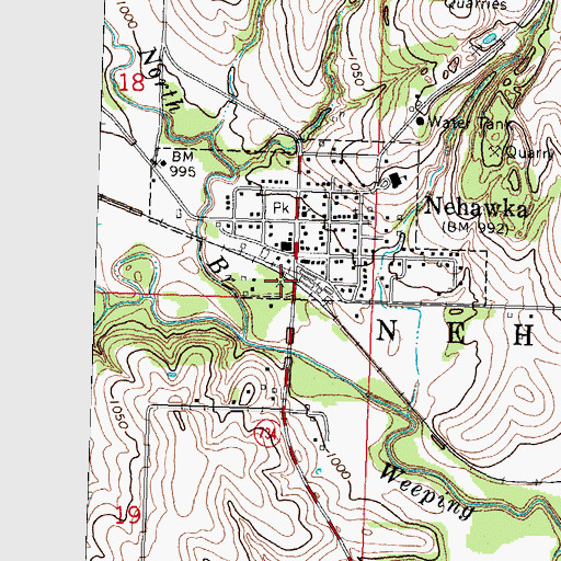 Topographic Map of Nehawka, NE