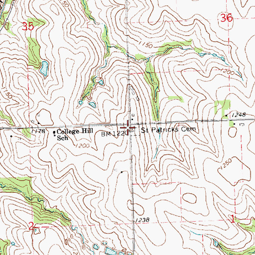 Topographic Map of Saint Patricks Cemetery Historical Marker, NE