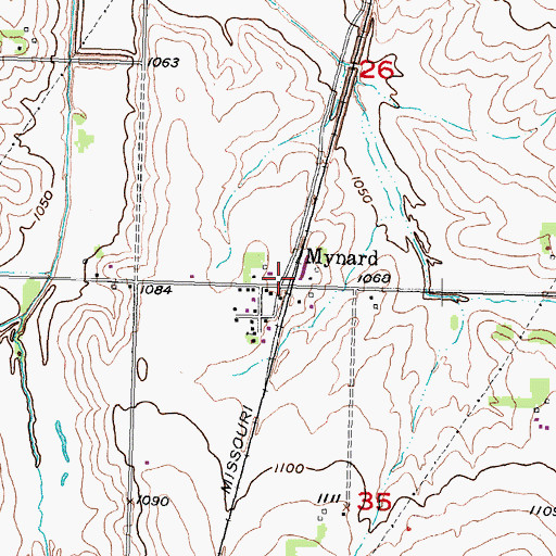 Topographic Map of Mynard Post Office (historical), NE