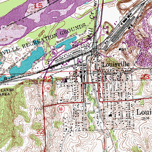 Topographic Map of Louisville Post Office, NE