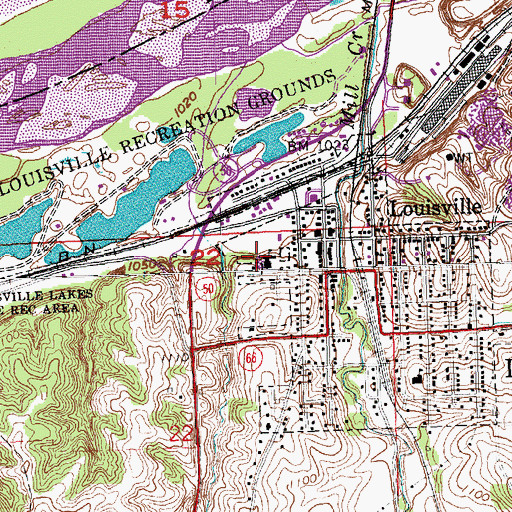 Topographic Map of Louisville Public Schools, NE
