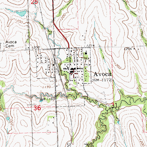 Topographic Map of Avoca Volunteer Fire Department, NE