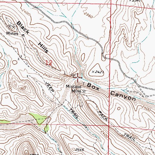 Topographic Map of Box Canyon, AZ
