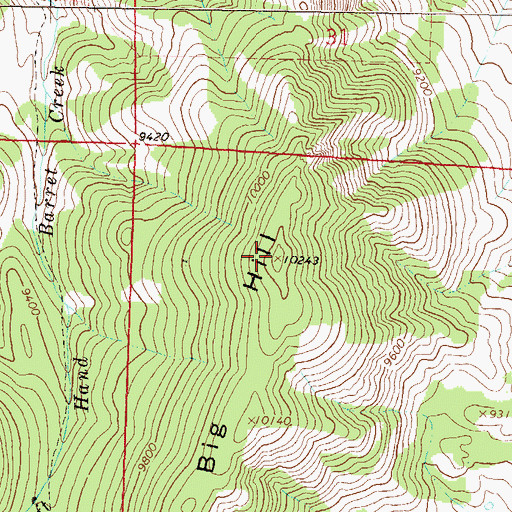 Topographic Map of Big Hill, CO