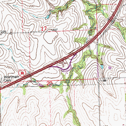 Topographic Map of Platte River Rest Area, NE