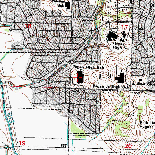 Topographic Map of Bryan High School, NE