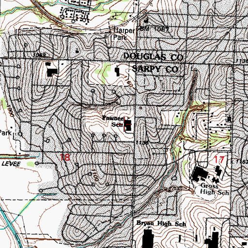 Topographic Map of Pawnee Elementary School, NE