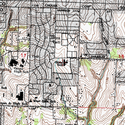 Topographic Map of Gilder Elementary School, NE