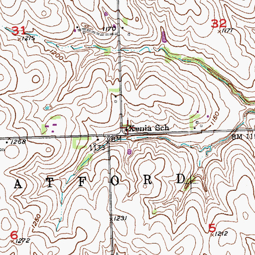 Topographic Map of Xenia Post Office (historical), NE