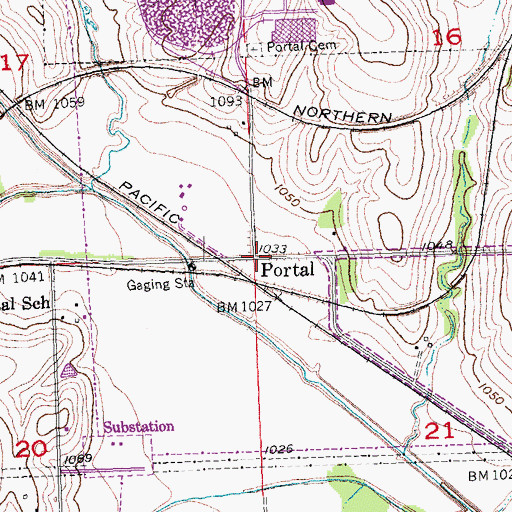 Topographic Map of Portal Post Office (historical), NE