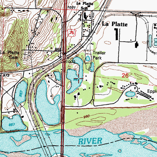 Topographic Map of Larimer Mills Post Office (historical), NE