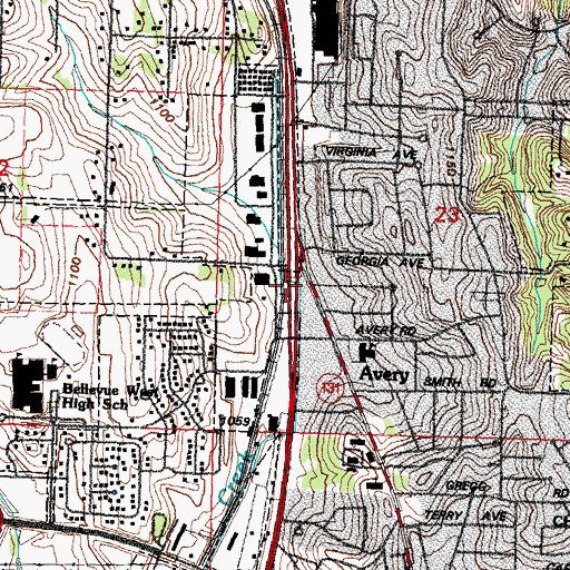 Topographic Map of Avery, NE