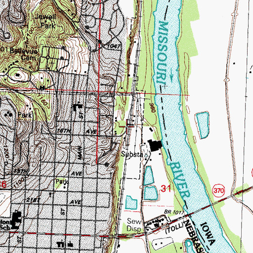 Topographic Map of Bellevue, NE