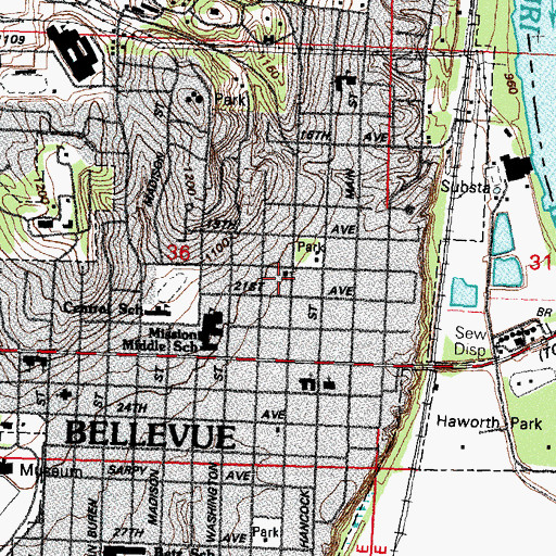 Topographic Map of First Presbyterian Church Historical Marker, NE