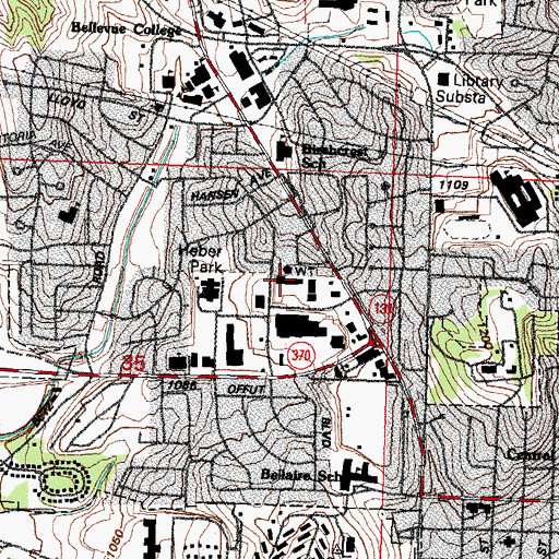Topographic Map of Bellevue Police Department, NE