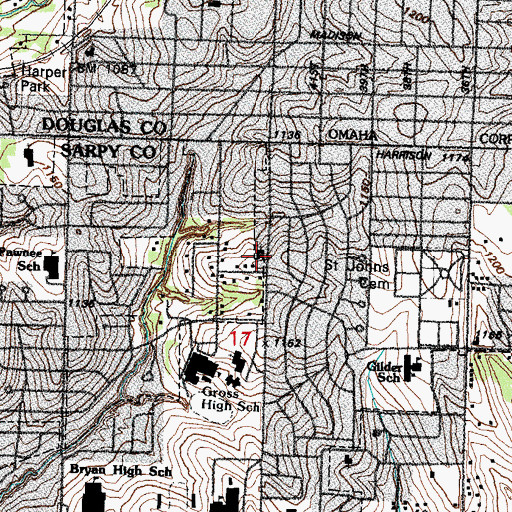 Topographic Map of Christ the King Lutheran Church, NE
