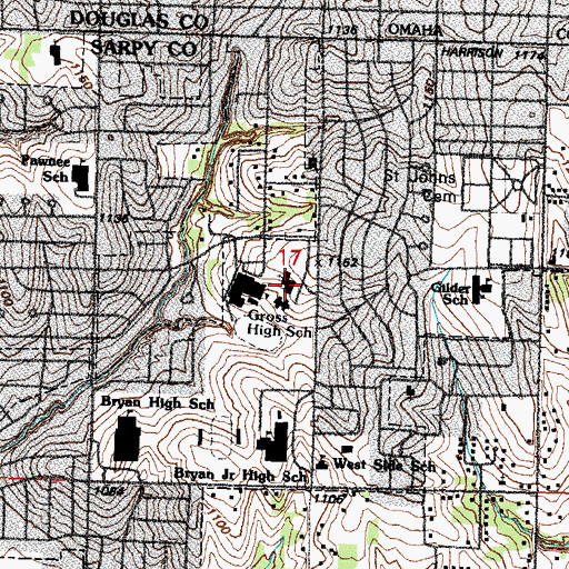 Topographic Map of Saint Bernadette Catholic Church, NE