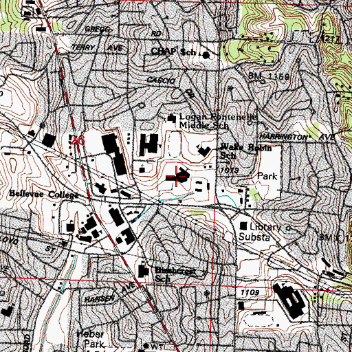 Topographic Map of Bellevue Christian Center, NE