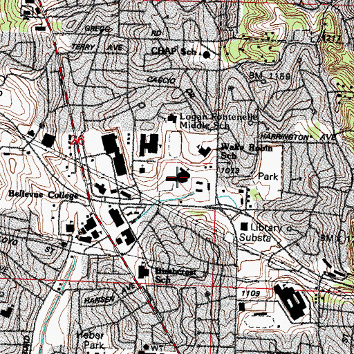Topographic Map of Bellevue Christian Center, NE