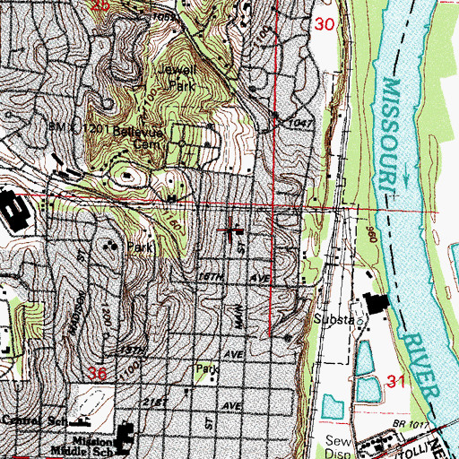 Topographic Map of Bertha Barber Elementary School, NE