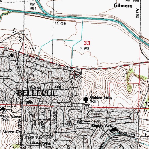 Topographic Map of Golden Hills Seventh Day Adventist Elementary School, NE