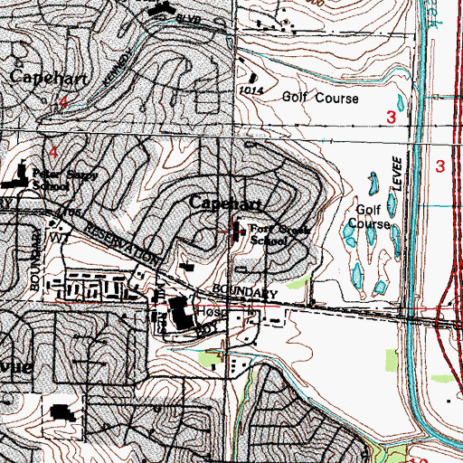 Topographic Map of Fort Crook Elementary School, NE