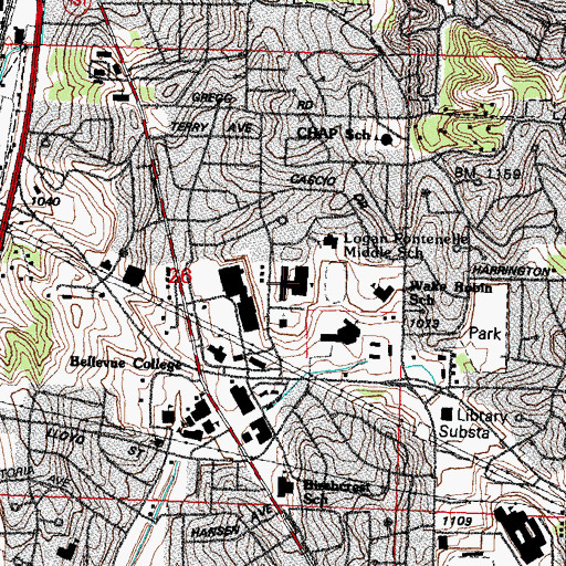 Topographic Map of Logan Fontenelle Middle School, NE